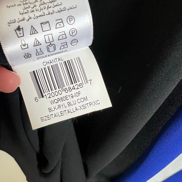 BCBGMaxAzria Chantel Dress XS Crossover Neck Cutout Flowy Mini Shift Colorblock - Picture 10 of 11